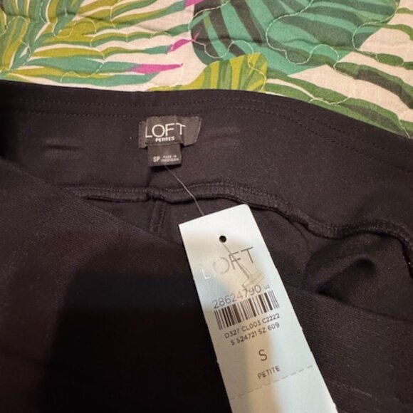 NWT LOFT Petite S Black Velvet Side Stripe Leggings Pants Tuxedo Retail $59.50 - Picture 4 of 5